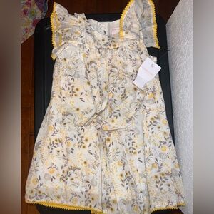 Shabby Chic Yellow and Gray Floral Kids Dress